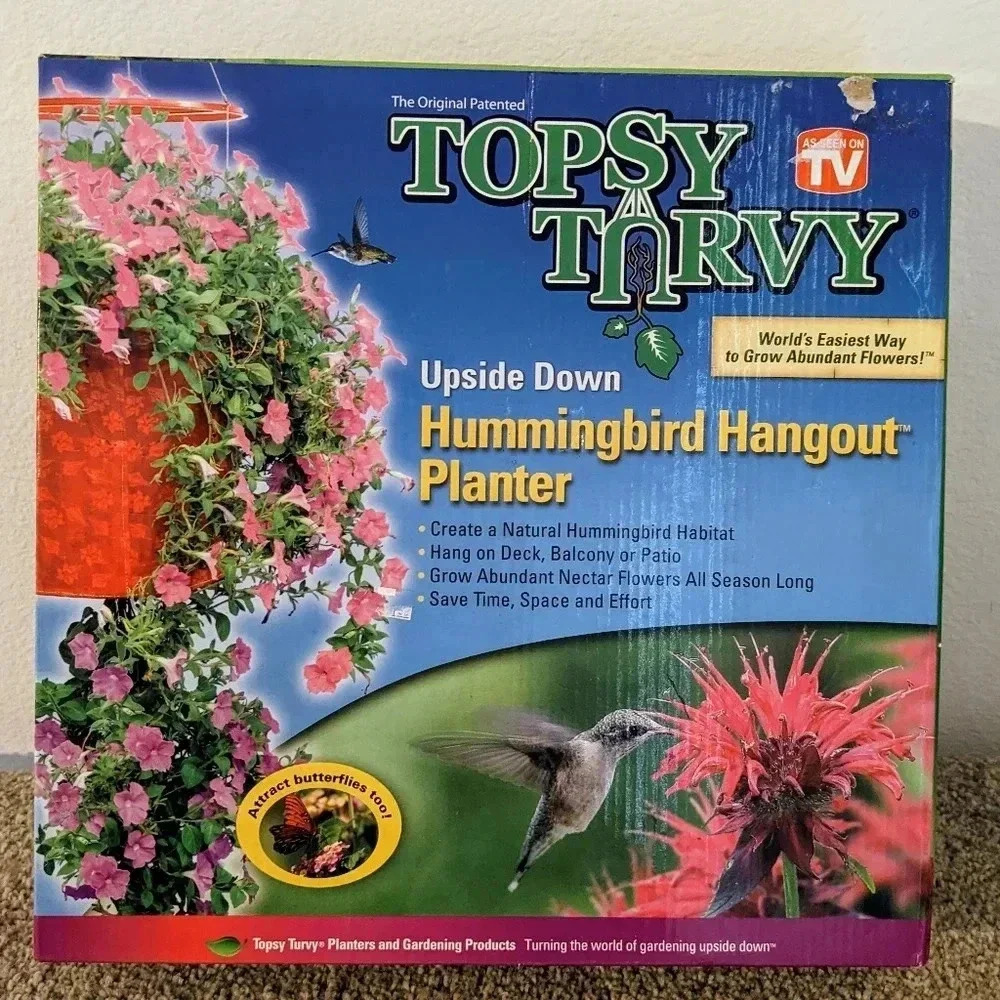 Topsy Turvy Upside Down Hummingbird Hangout Planter New in Open Box